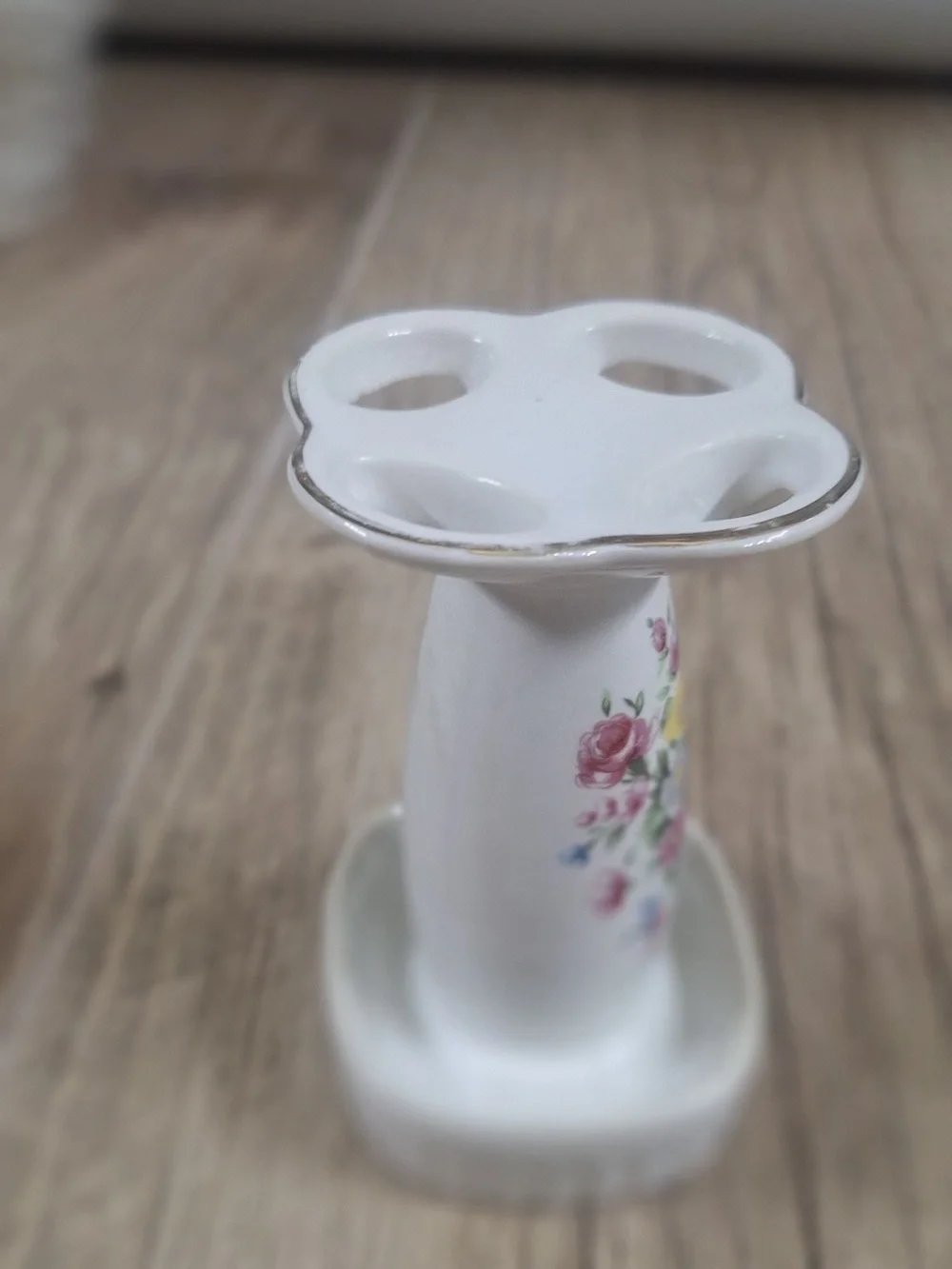 Vintage Floral Porcelain Toothbrush Holder Japan Vanity Organizer